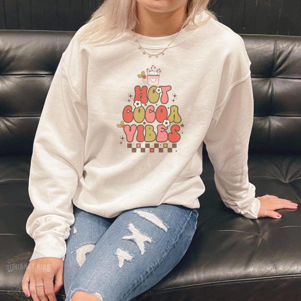 HOT COCOA VIBES Handmade Sublimated Graphic Crewneck Sweatshirt - Picture 9 of 10